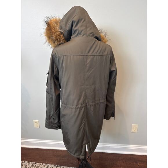 S13 Full Zip Faux-Fur Hood Canyon Parka Coat Military Green Women's Size Large - Picture 4 of 12